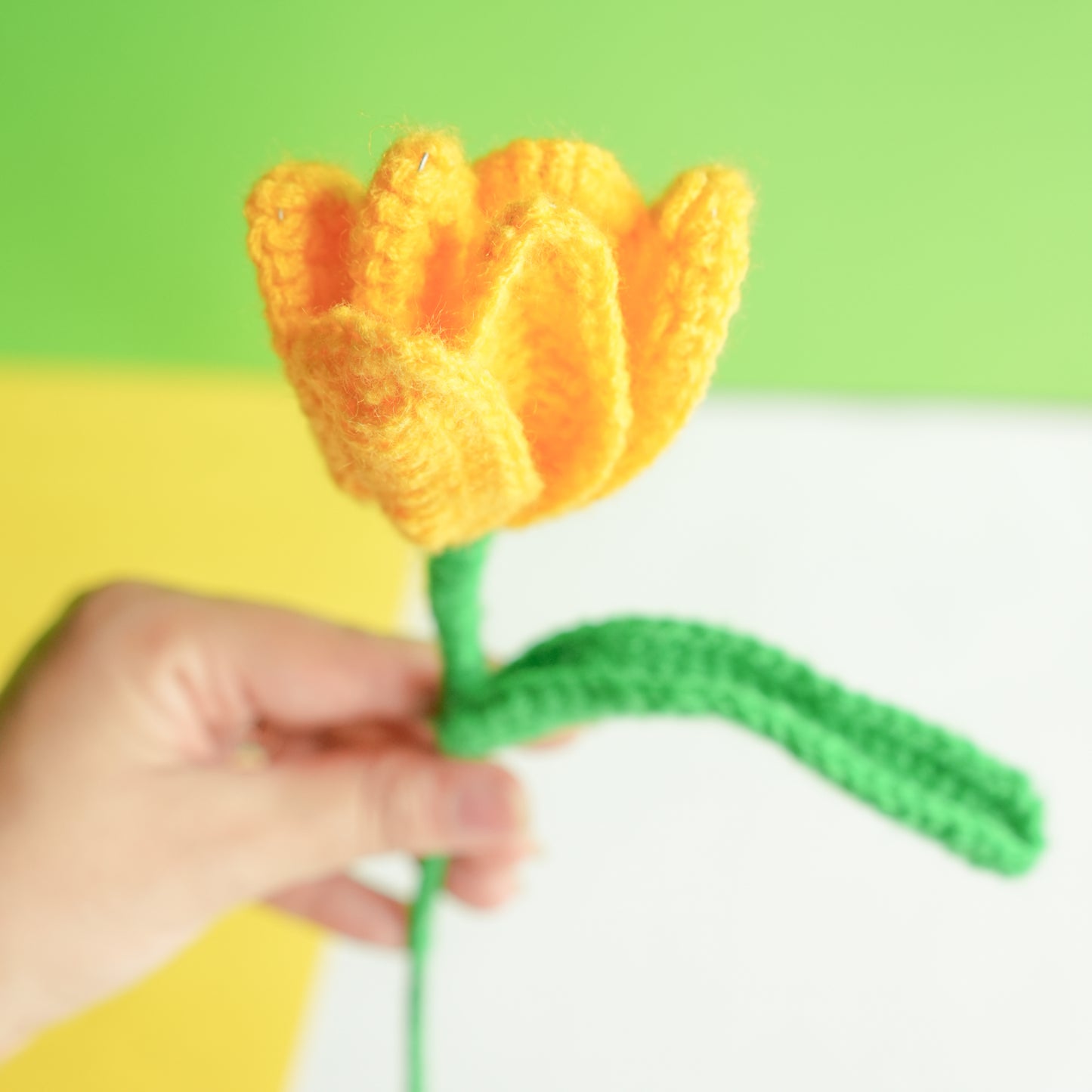 Handcrafted Tulip crochet Rakhi hamper (yellow)
