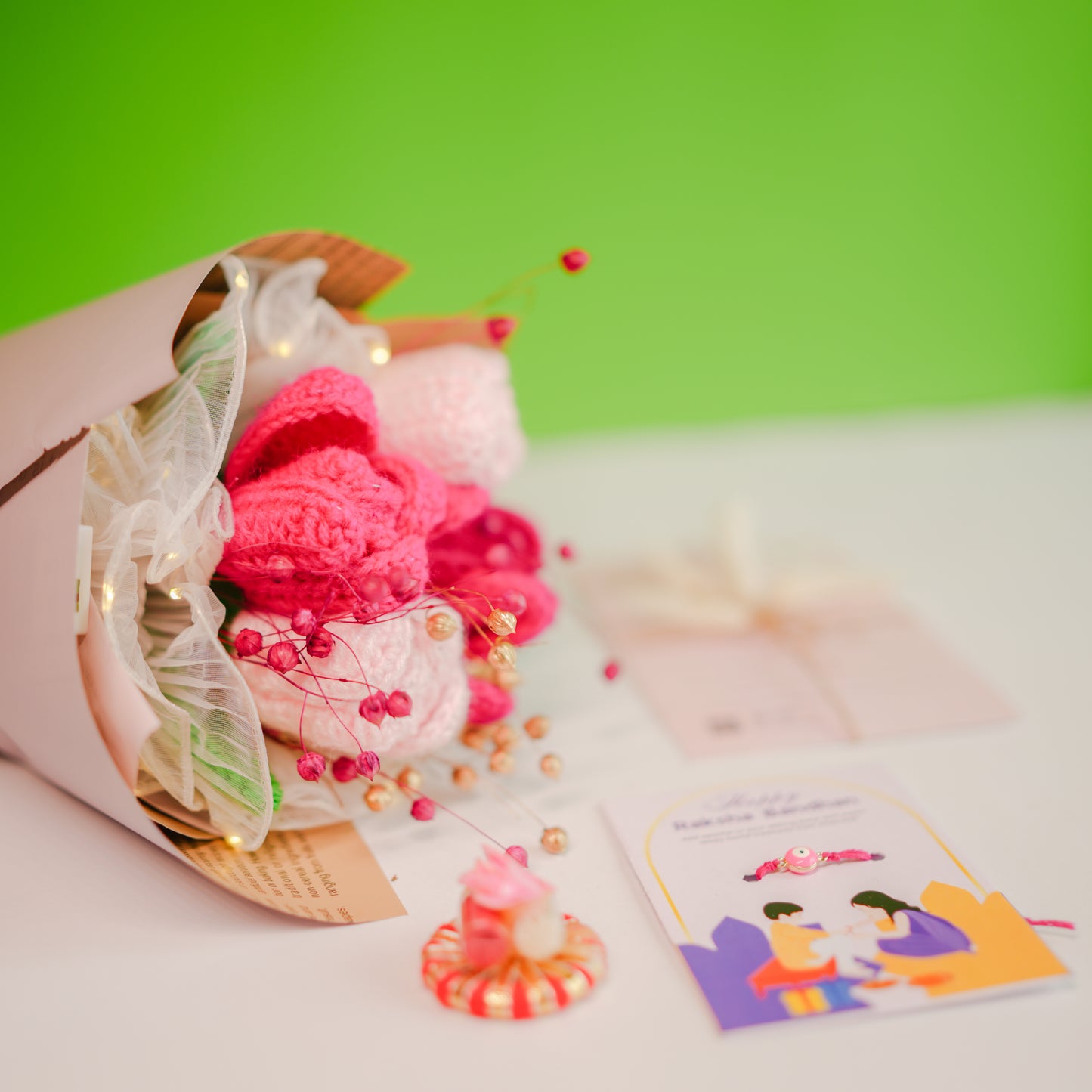 Pretty Pansy Bouquet Rakhi hamper