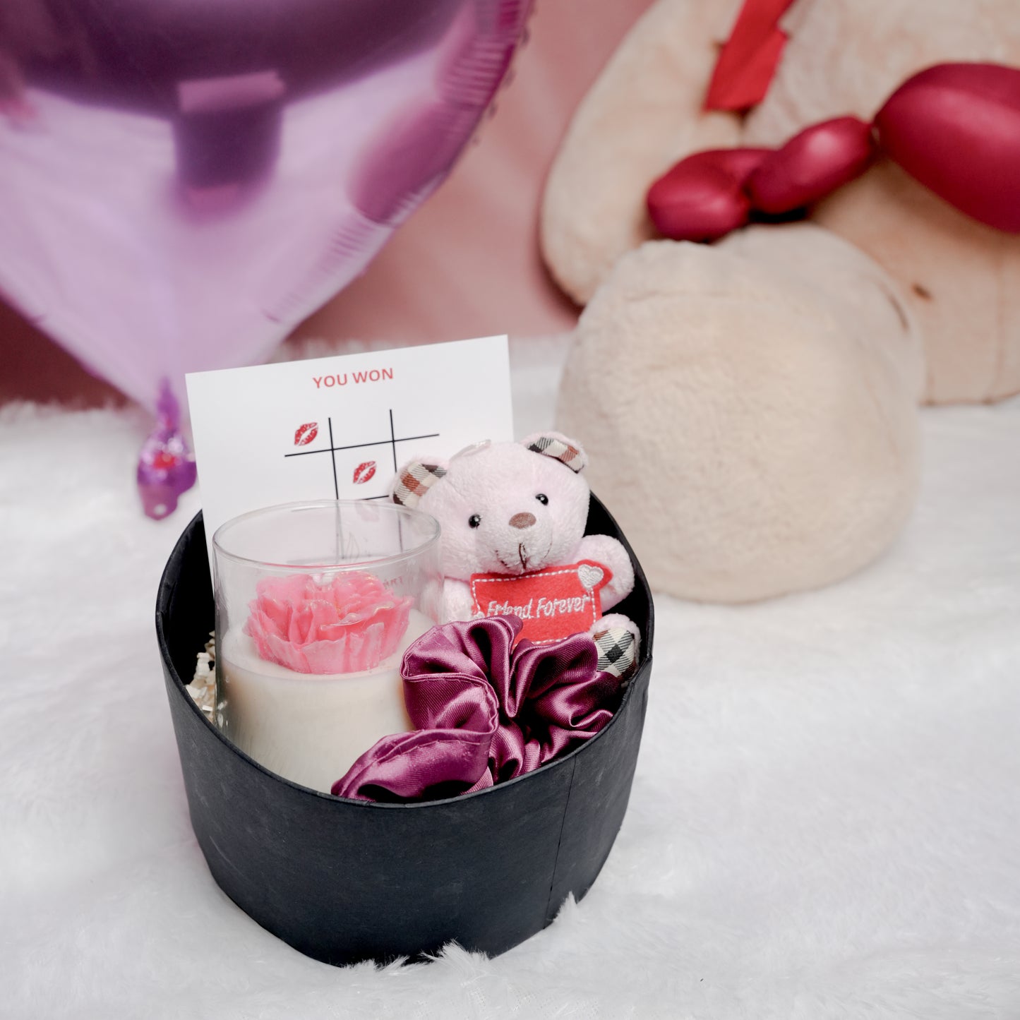 Forever Yours Gift Box | Valentine Gift Hamper with Candle & Teddy