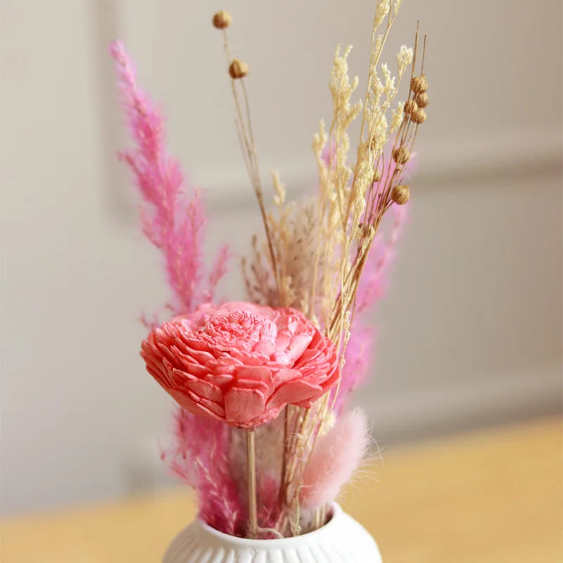 Mini Snow white vase with aroma mist bunch - https://artecasa.in/