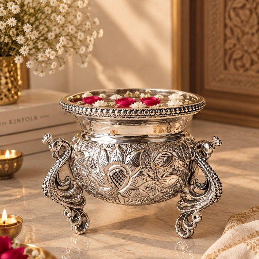 Silver Plated Peacock Bowl | Heritage Decorative Bowl | Artecasa