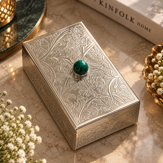 Playing Cards with Silver Plated Shubh Labh Box | Festive Gift | Artecasa
