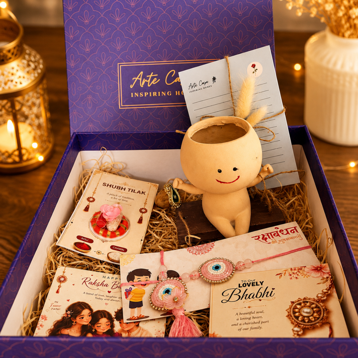 Artecasa Planter Paglu Bhabhi Rakhi Hamper | Premium Raksha Bandhan Gift Box