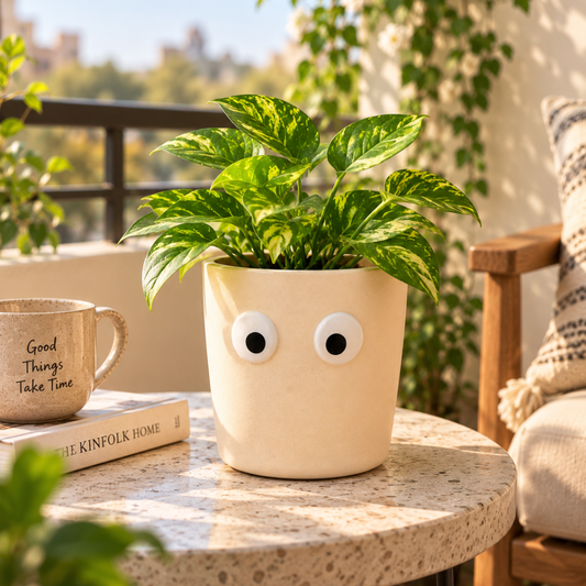 Petite Form Decorative Face Planter Set of 2 – Orange & White - https://artecasa.in/