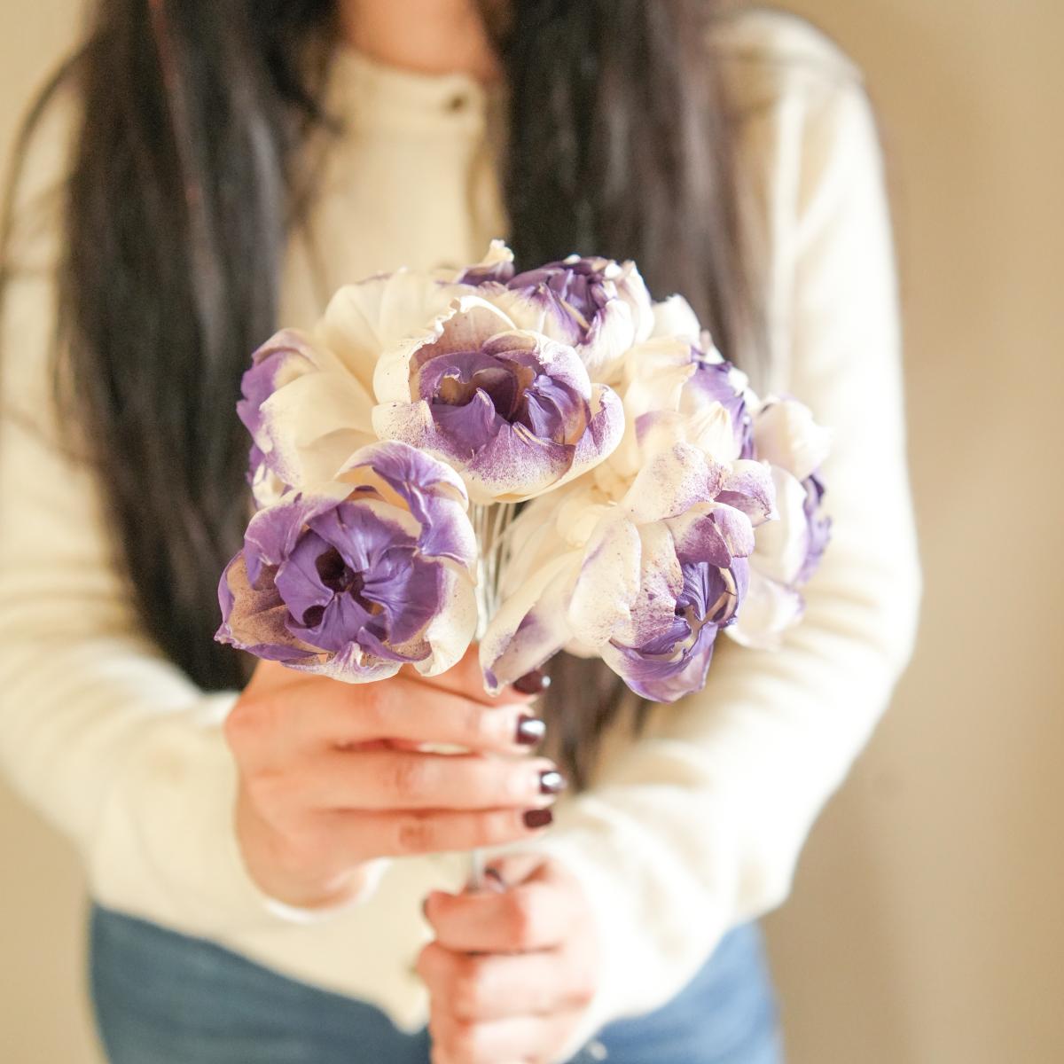 Dual shade sola peony-Purple and white - https://artecasa.in/