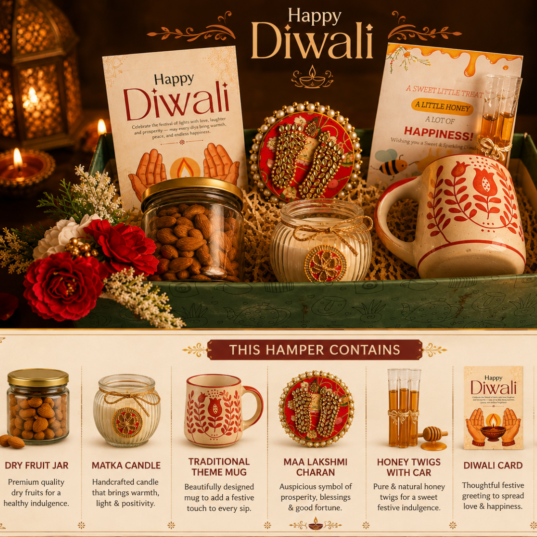 Green Harvest Celebration Gift Box | Mug, 100g Almonds & Soy Wax Candle