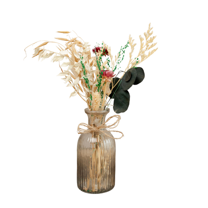 Crystal Bloom Clear Glass Vase with Dried Flowers | Modern Home Décor