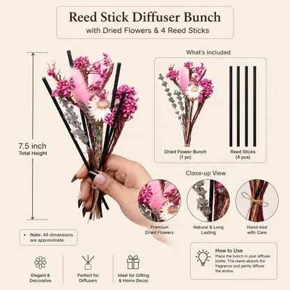 Blush Aroma Diffuser Garden | Reed Diffuser Gift Set with Dried Flowers