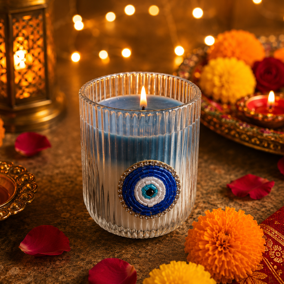 Ivory Nazar White Jute Gift Basket – Evil Eye Diwali Gift Hamper