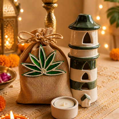 Shubh Labh Tealight Festive Decor | Tea Light Home with Mata Laxmi Charan