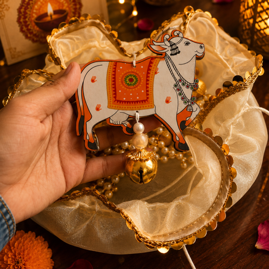 Pichwai Heritage White Festive Potli | Diwali Décor - https://artecasa.in/