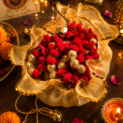 Gulabi Utsav Golden Potli Gift Set | Pink Festive Toran