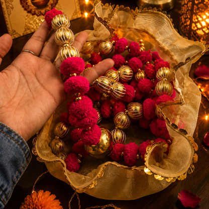 Gulabi Utsav Golden Potli Gift Set | Pink Festive Toran