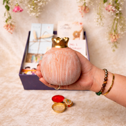 Artecasa Pink Pomegranate Rakhi Gift Hamper | Premium Bhai Bhabhi Raksha Bandhan Gift Hamper with Decorative Vase, Rakhi Set & Festive EssentialsArtecasa Pink Pomegranate Rakhi Gift Hamper | Premium Bhai Bhabhi Raksha Bandhan Gift Hamper