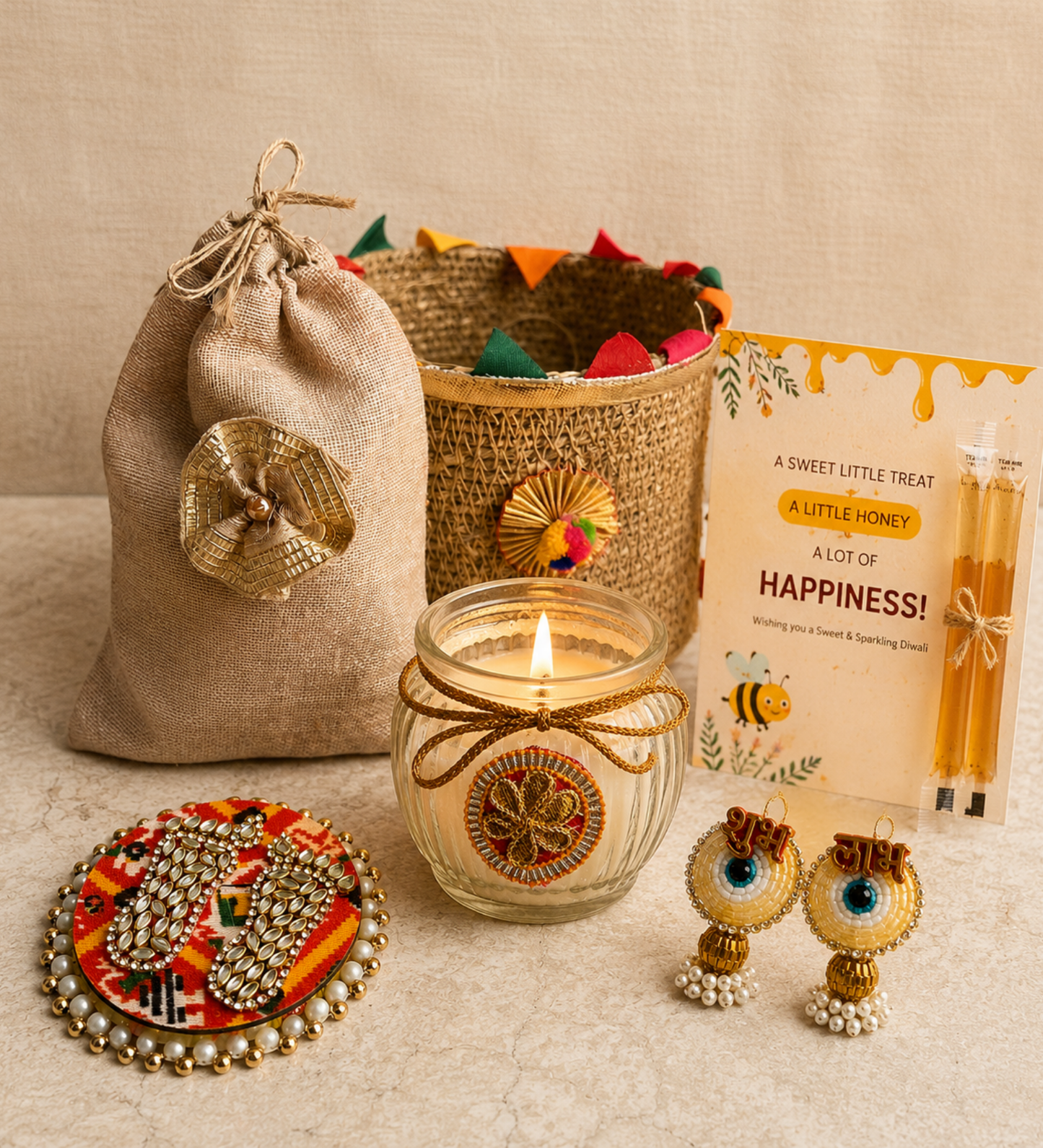 Festive Pomp-Pom Basket Hamper