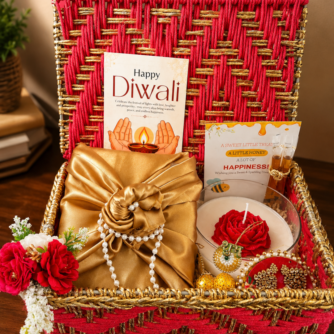 Crimson Bloom Festive Gift Basket – Premium Diwali Gift Hamper
