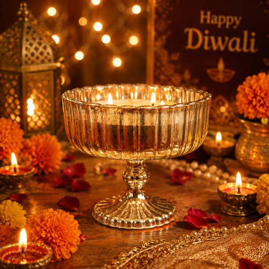 Silver Shimmer Urli Decorative Candle – Elegant Festive Soy Wax Candle - https://artecasa.in/