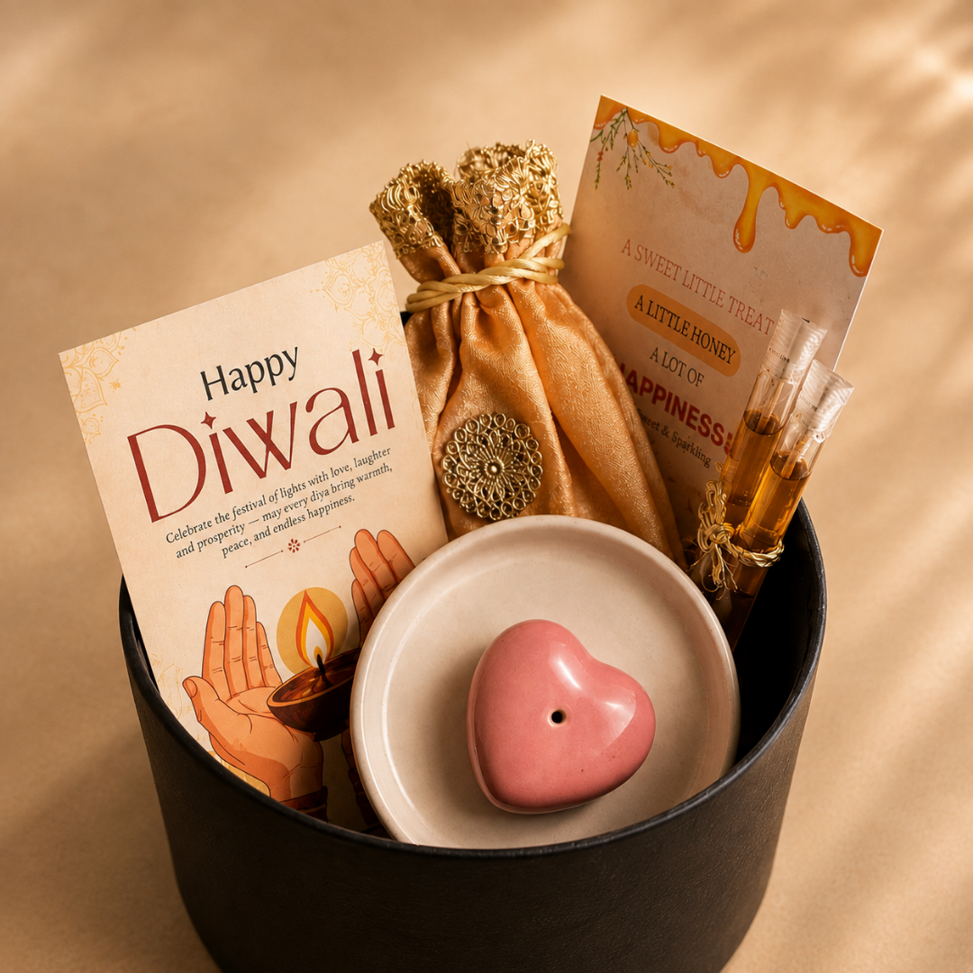 Midnight Heart Agarbatti Gift Box | Diwali Gift Hamper with Shubh Labh & Mata Laxmi Charan
