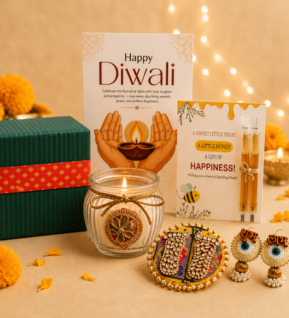 Sutli Bomb Box Diwali Gift Hamper with Matka Candle, Mata Laxmi Charan & Shubh Labh