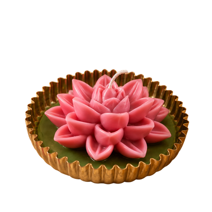 Mehfil Bloom Green & Pink Urli Flower Candle – Festive Diwali Décor