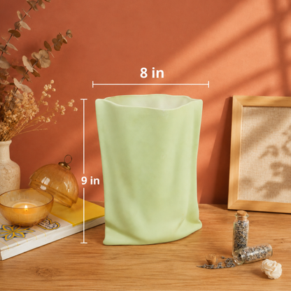 Matcha Muse Sculpted Vase with Dried Flowers | Modern Decorative Vase