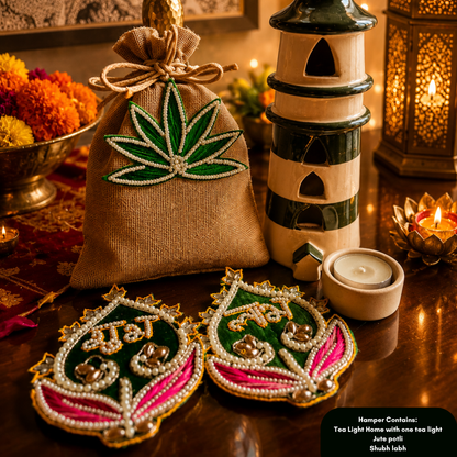 Shubh Labh Tealight Festive Decor | Tea Light Home with Mata Laxmi Charan