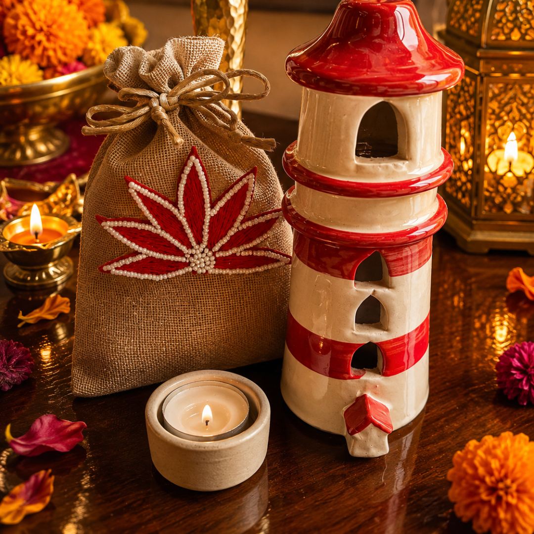Shubh Labh Ruby Tealight Festive Decor – Diwali Home Décor