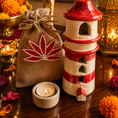 Shubh Labh Ruby Tealight Festive Decor – Diwali Home Décor