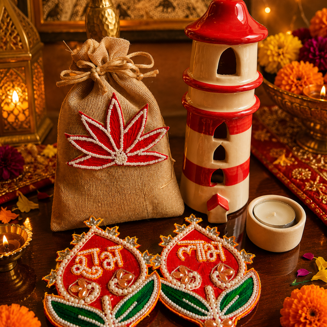 Shubh Labh Ruby Tealight Festive Decor – Diwali Home Décor
