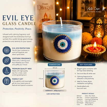 Nazar Halo Round Decorative Candle | Oudh Saffron Soy Wax Candle