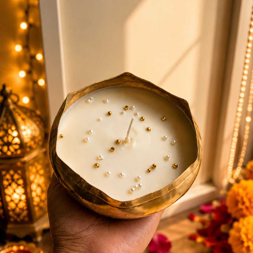 Green Aura Festive Mug Gift Box | Mug & Urli Soy Wax Candle