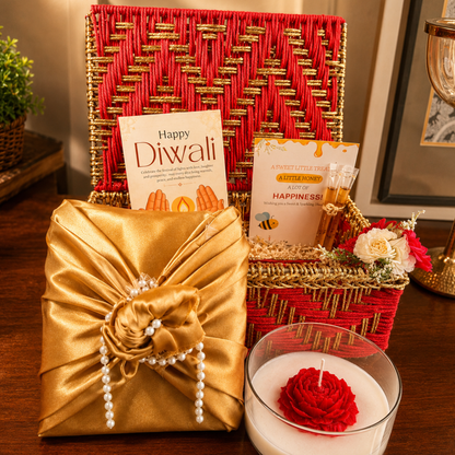 Crimson Bloom Festive Gift Basket – Premium Diwali Gift Hamper