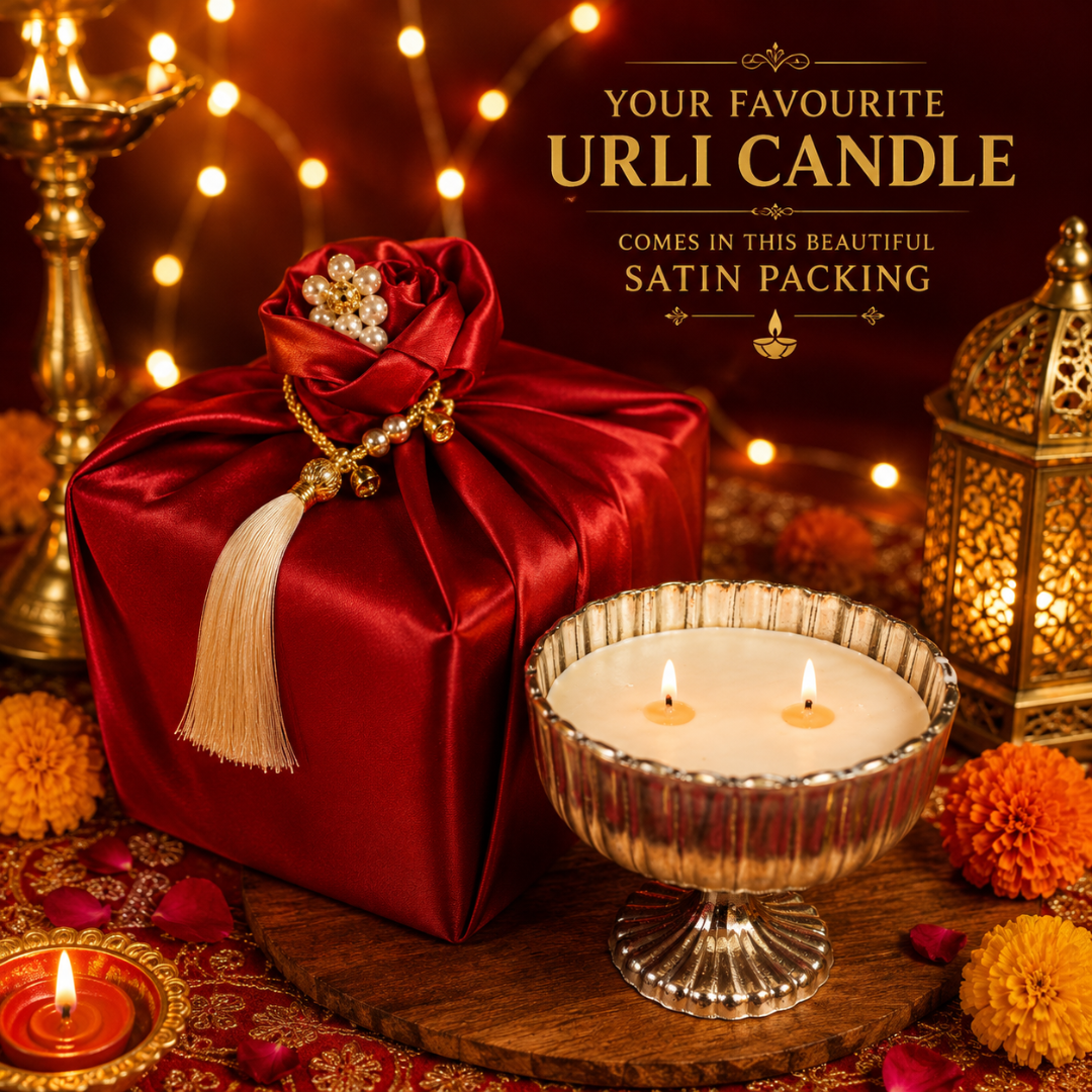 Silver Shimmer Urli Decorative Candle – Elegant Festive Soy Wax Candle