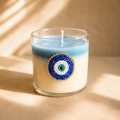 Azure Nazar Glow Candle Gift Box | Evil Eye Diwali Gift Hamper with Saffron