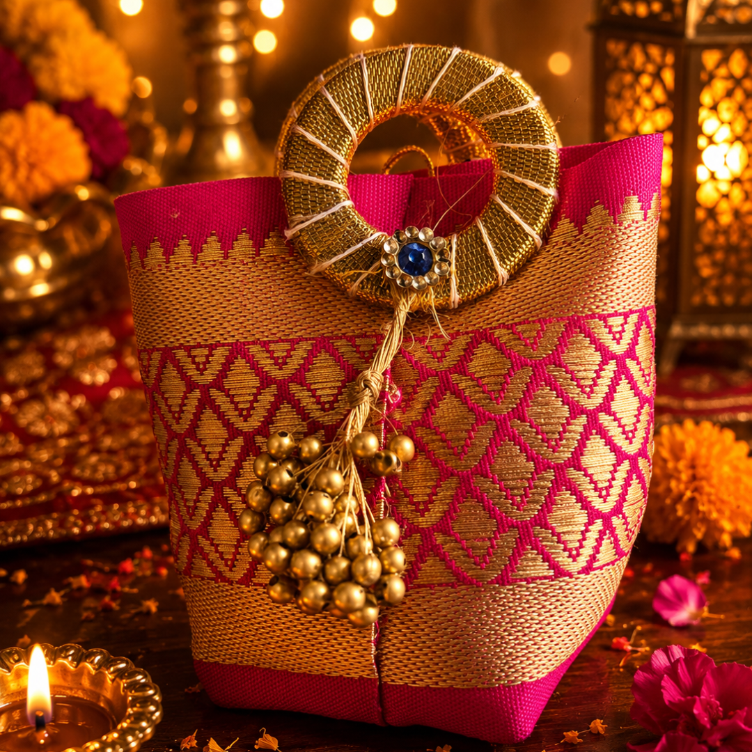 Shubh Labh Pink Celebration Gift Box | Urli Candle, Almonds & Diwali Hamper