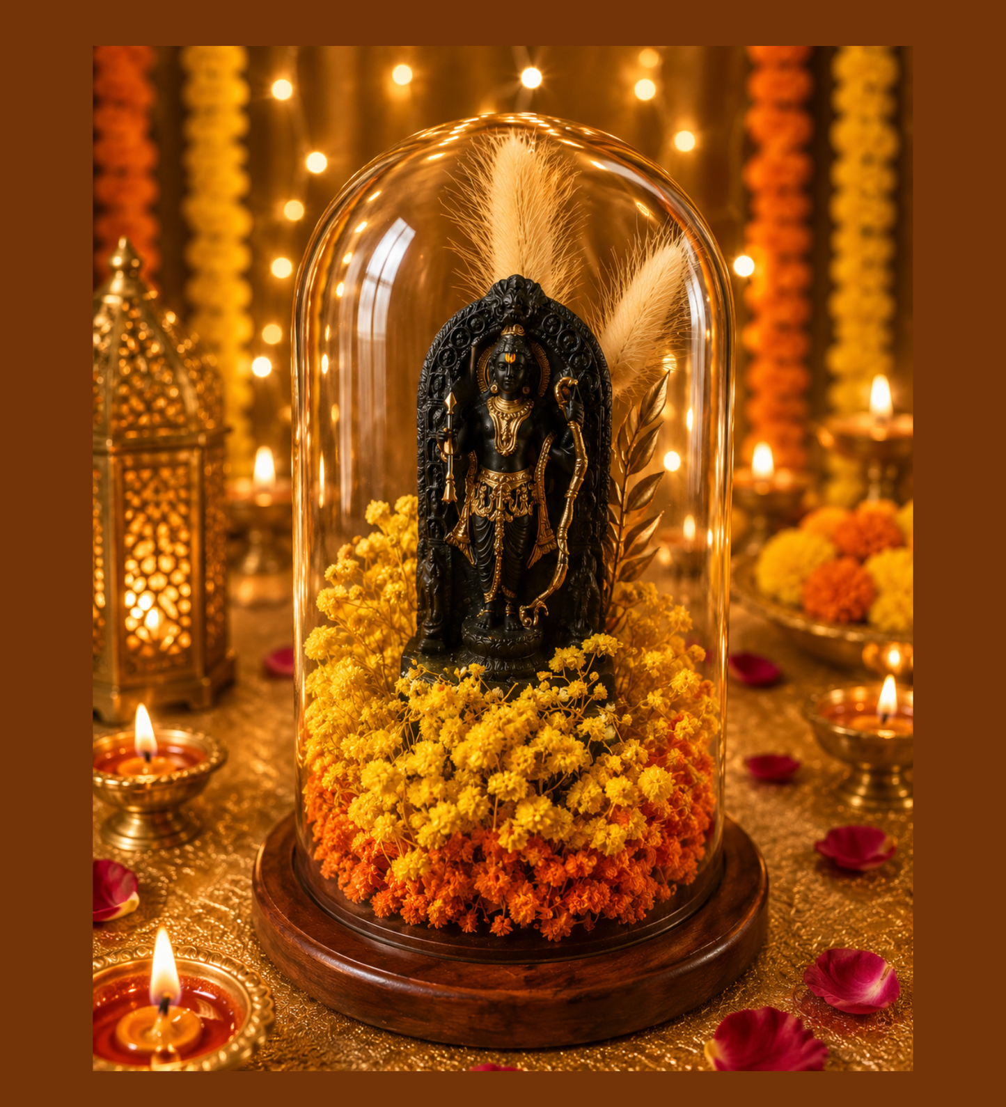 Ram Darbar Blessings Decorative Dome | Elegant Ram Ji Festive Showpiece