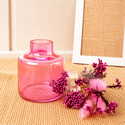Blush Bloom Pink Vase with Dried Flowers | Decorative Home Décor Vase
