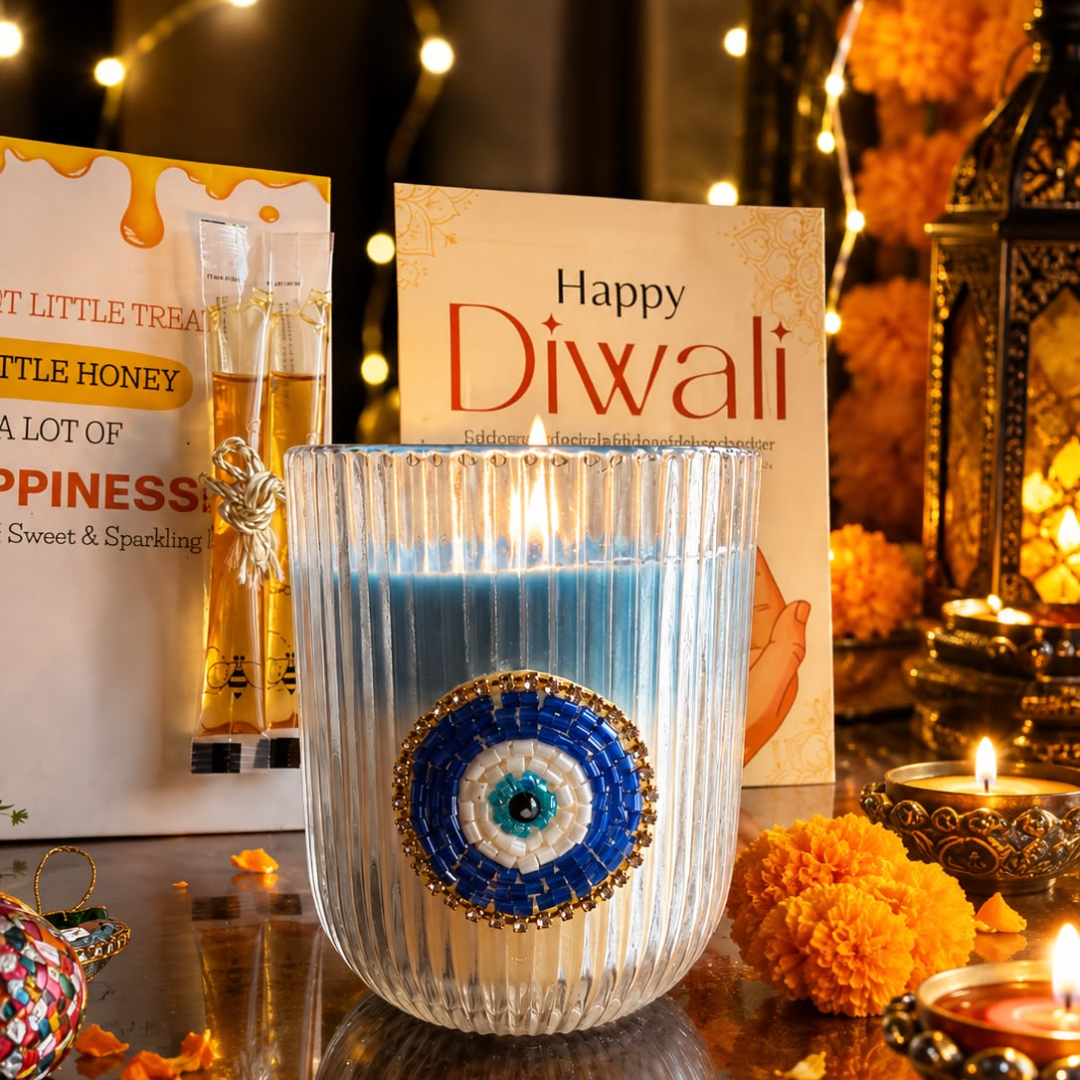 Nazar Glow Diwali Candle Gift Hamper – Festive Evil Eye Gift