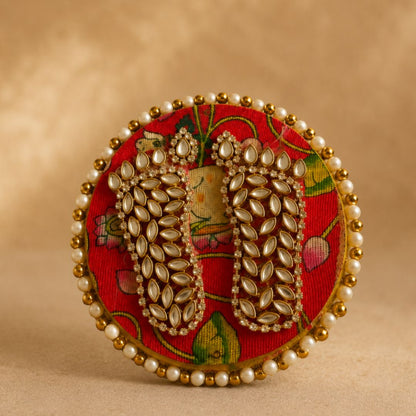 Handcrafted Red & Gold Diwali Gift Hamper Basket with Lid