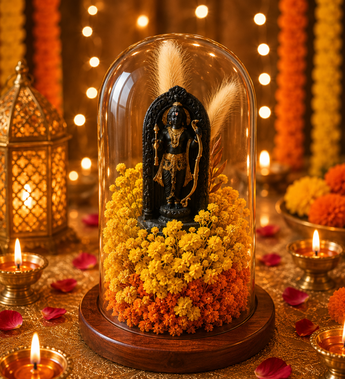 Ram Darbar Blessings Decorative Dome | Elegant Ram Ji Festive Showpiece