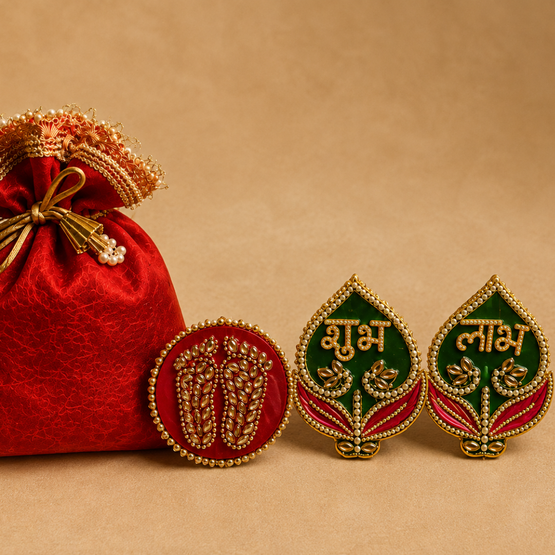 Ruby Glow Golden & White Festive Gift Basket | Diwali Hamper with Dry Fruits & Candle