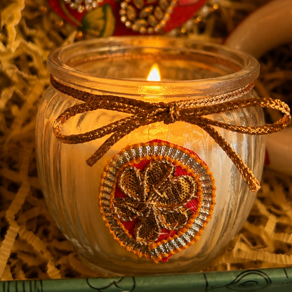 Rangoli Multicolor Jute Gift Basket | Mata Laxmi Charan, Shubh Labh & Candle