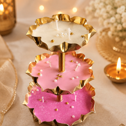 Triple Radiance 3-Tier Urli Candle | Pearl Detail Festive Candle