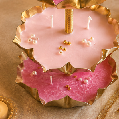 Triple Radiance 3-Tier Urli Candle | Pearl Detail Festive Candle