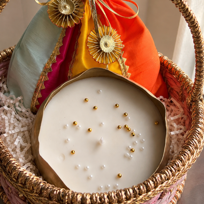 Gulab Glow Pink Festive Gift Basket | Urli Soy Wax Candle & Diwali Décor Hamper