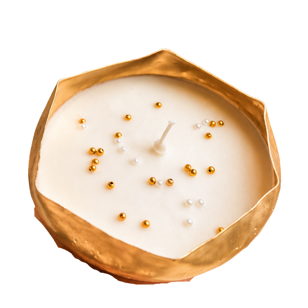 Ripple Glow Wavy Urli Candle | Oudh Saffron Diwali Candle