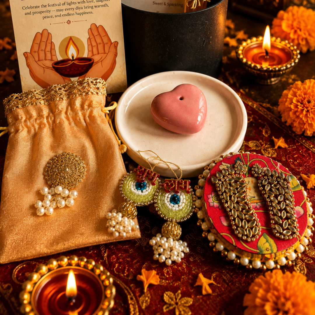 Midnight Heart Agarbatti Gift Box | Diwali Gift Hamper with Shubh Labh & Mata Laxmi Charan