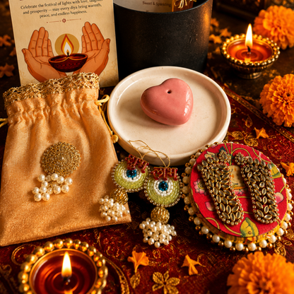 Midnight Heart Agarbatti Gift Box | Diwali Gift Hamper with Shubh Labh & Mata Laxmi Charan