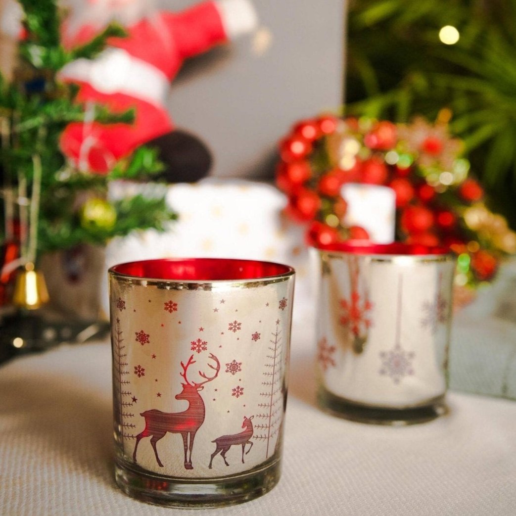 Mercury Red Tea light candle holder set