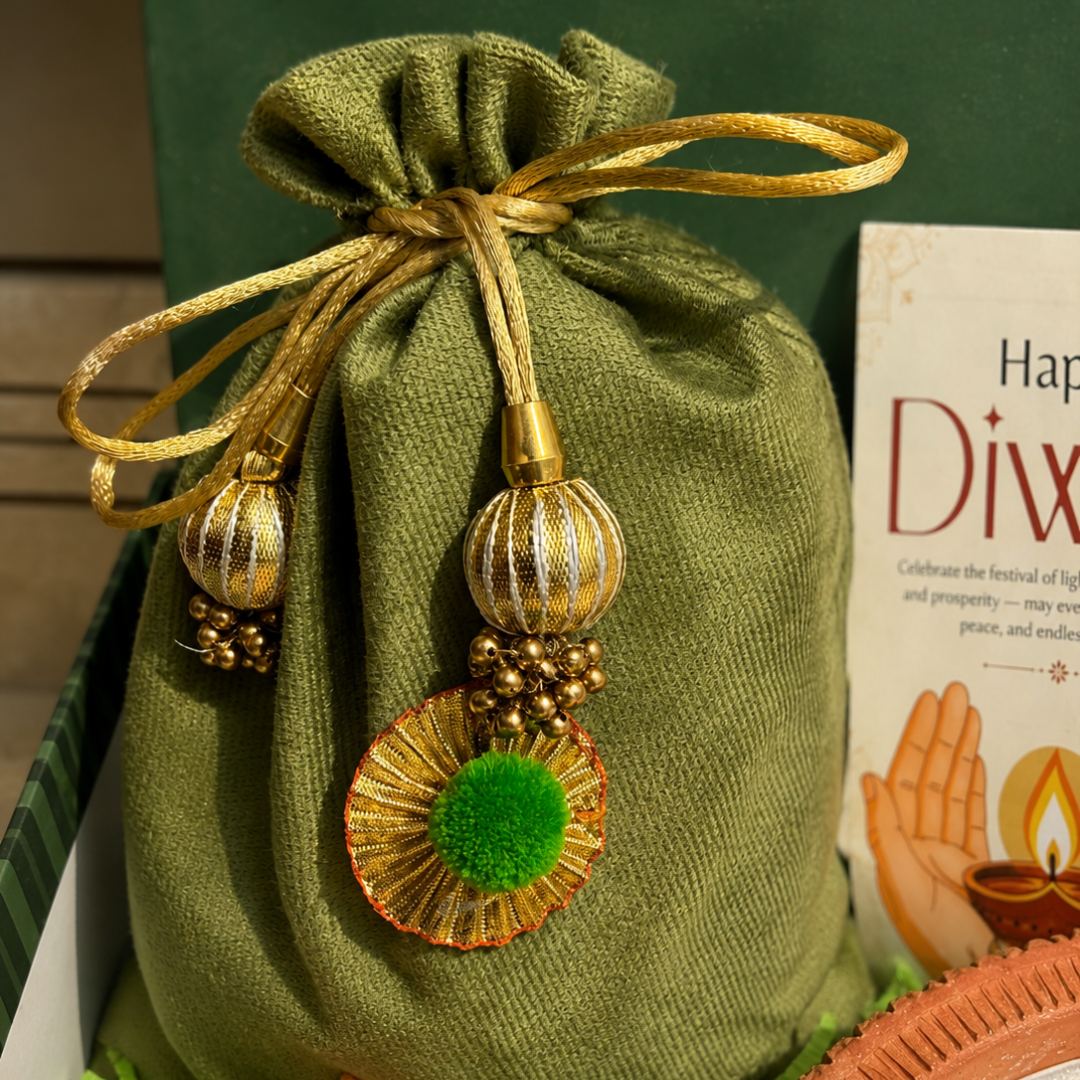Harit Diwali Celebration Gift Box | Terracotta Candle & Shubh Labh Potli